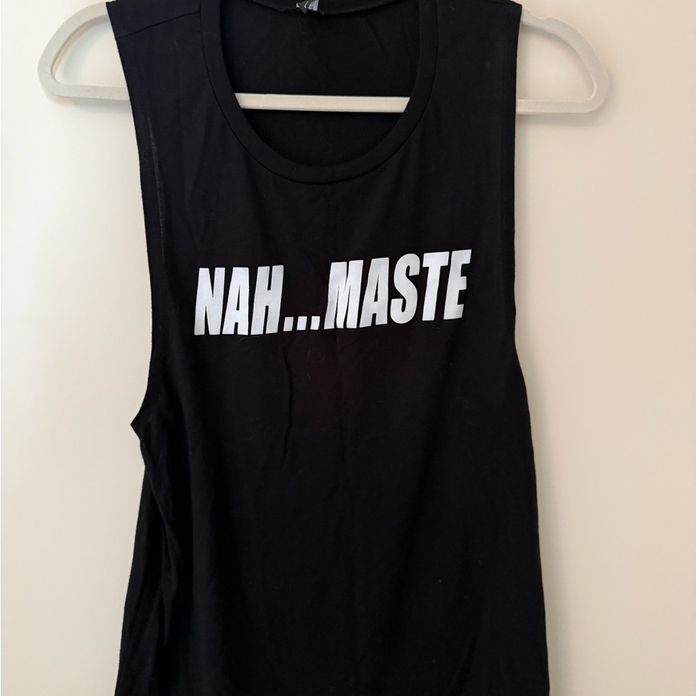 PRIVATE PARTY Black 'Nah...Maste' Muscle Tee